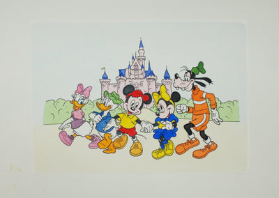 Disney Animation Art Hand Colored Etching Featuring Mickey Mouse