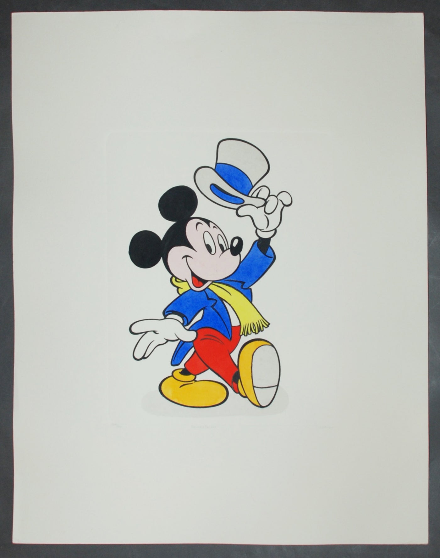 Disney Animation Art Hand Colored Etching Featuring Mickey Mouse