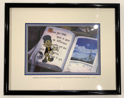 Original Walt Disney Television Production Cel on Color Copy Background of Jiminy Cricket from The Mickey Mouse Club (1959)