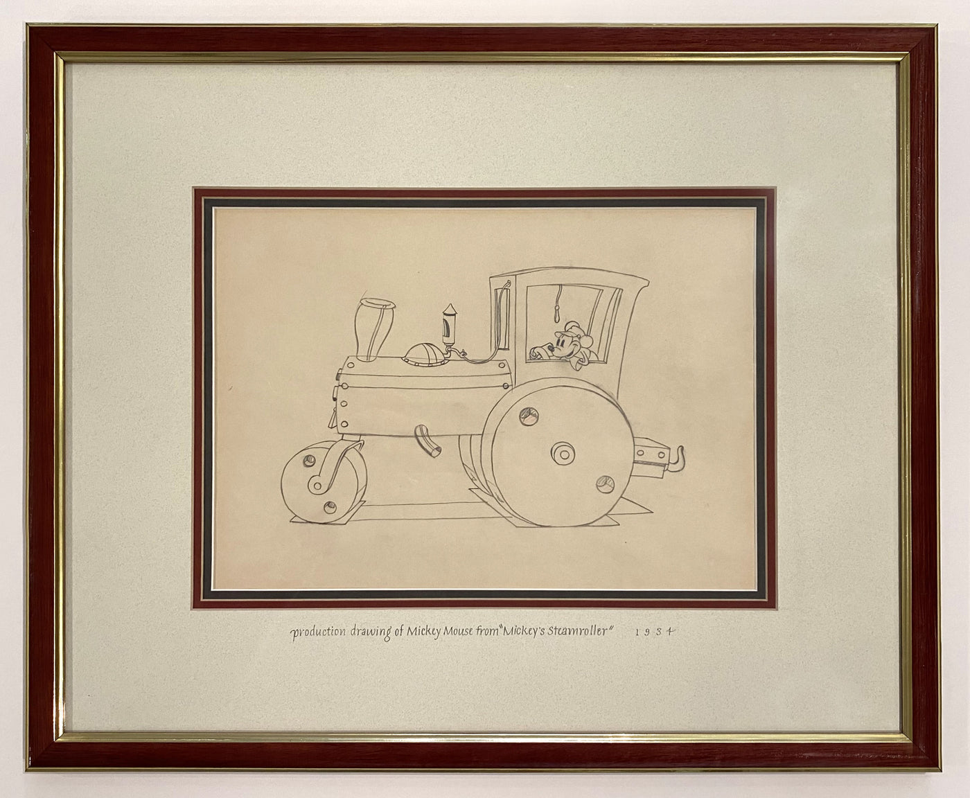Original Walt Disney Production Drawing of Mickey Mouse from Mickey's Steamroller (1934)