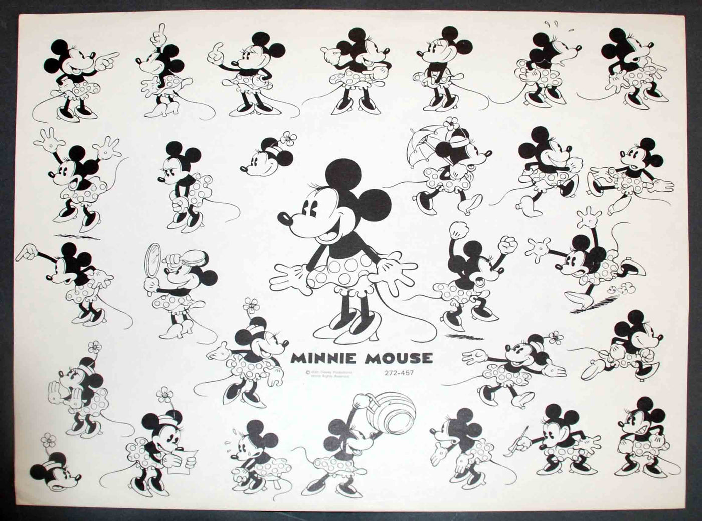 Original Walt Disney Model Sheet featuring Minnie Mouse