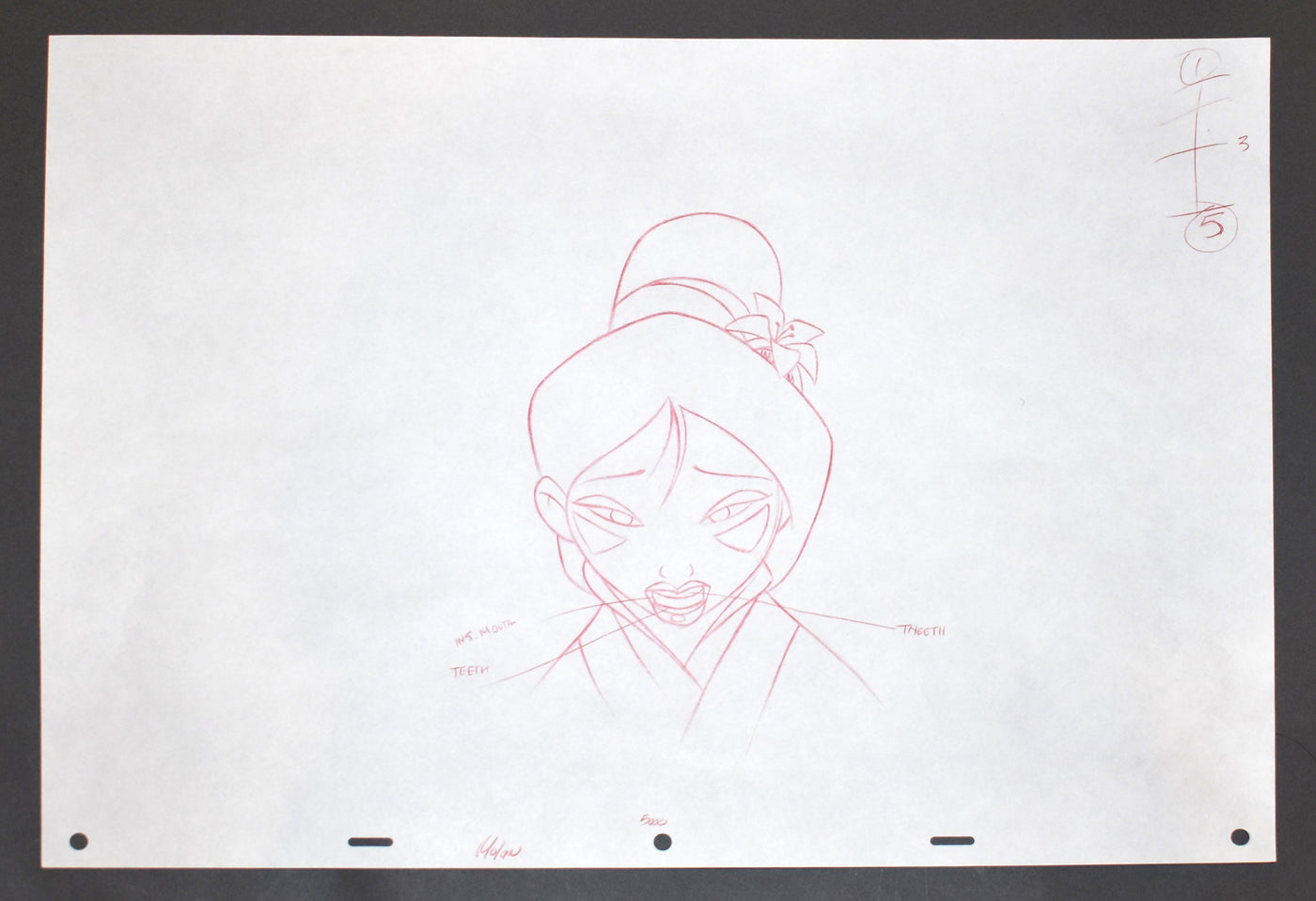 Original Walt Disney Production Drawing from Mulan (1998) featuring Mulan