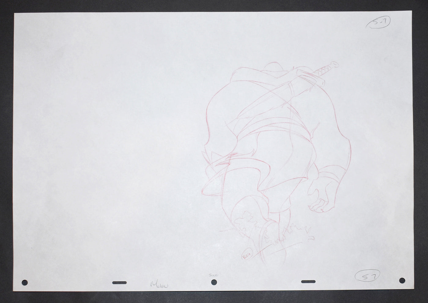Original Walt Disney Production Drawing from Mulan (1998) featuring Shan Yu