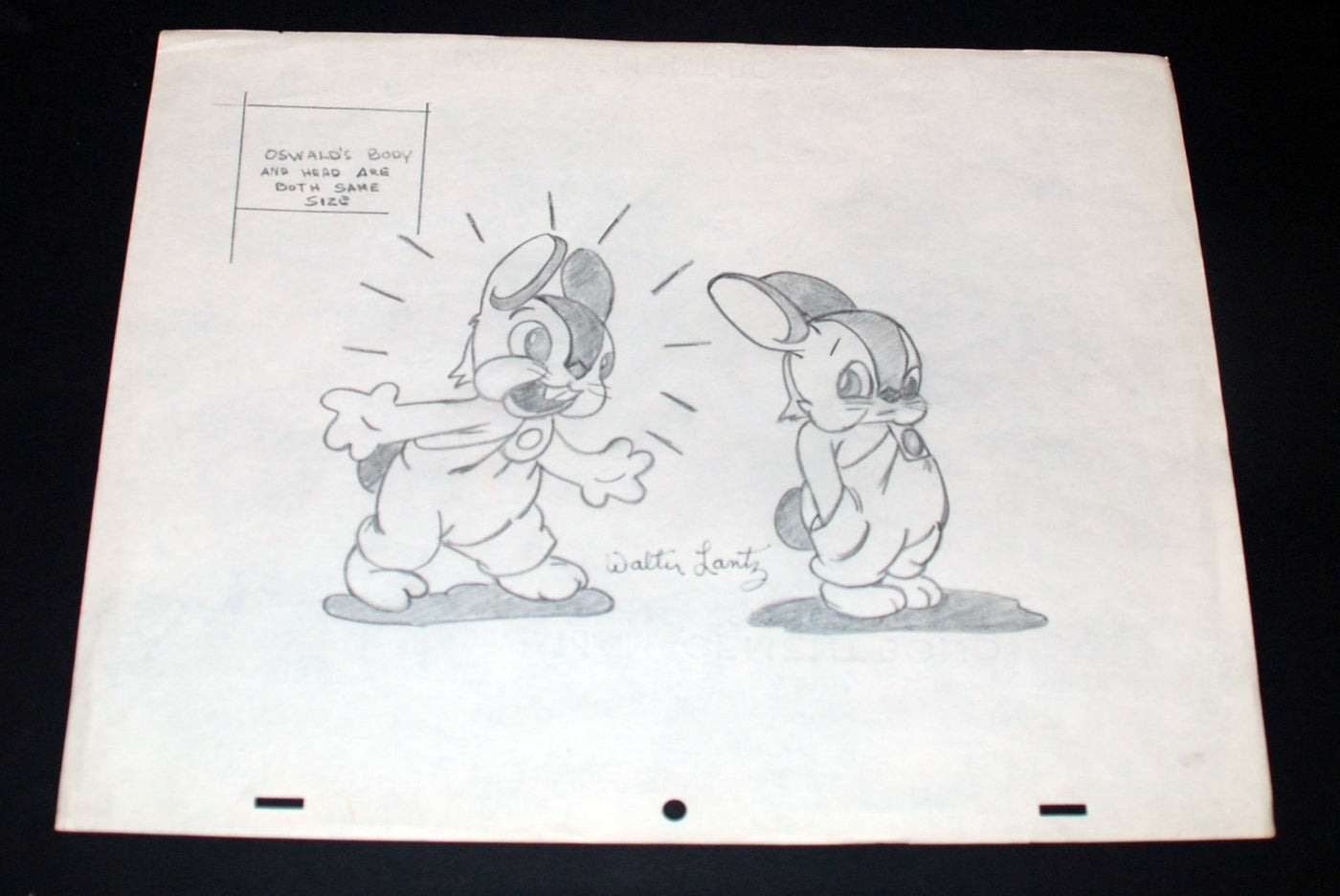 Oswald Production Drawing signed by Walter Lantz