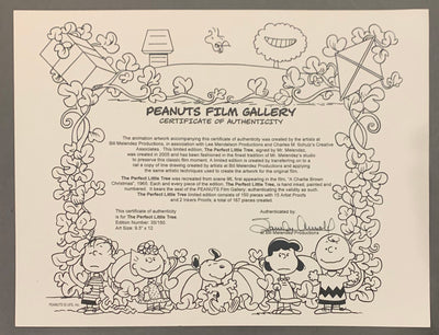 Original Peanuts A Charlie Brown Christmas Limited Edition Cel, The Perfect Little Tree, Signed by Bill Melendez