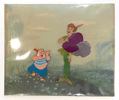 Original Walt Disney Art Corner Production Cel from Peter Pan featuring Mr. Smee and Peter Pan