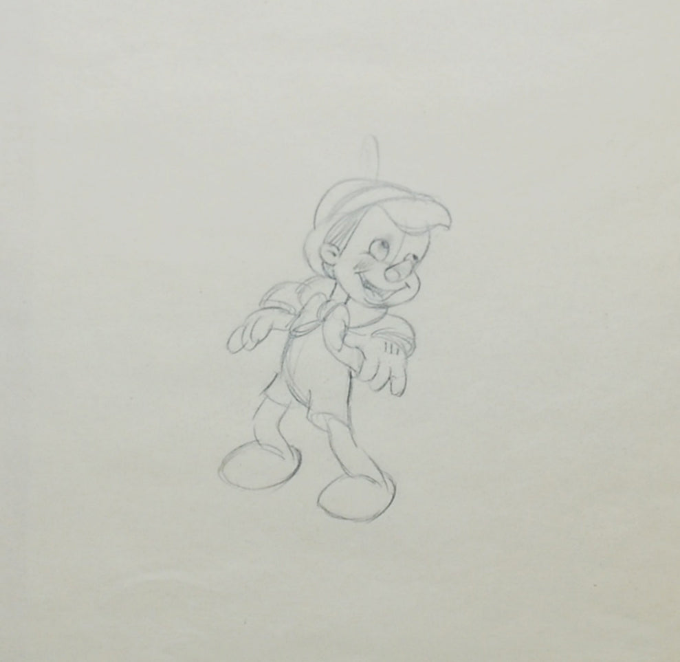 Original Walt Disney Production Drawing from Pinocchio featuring Pinocchio