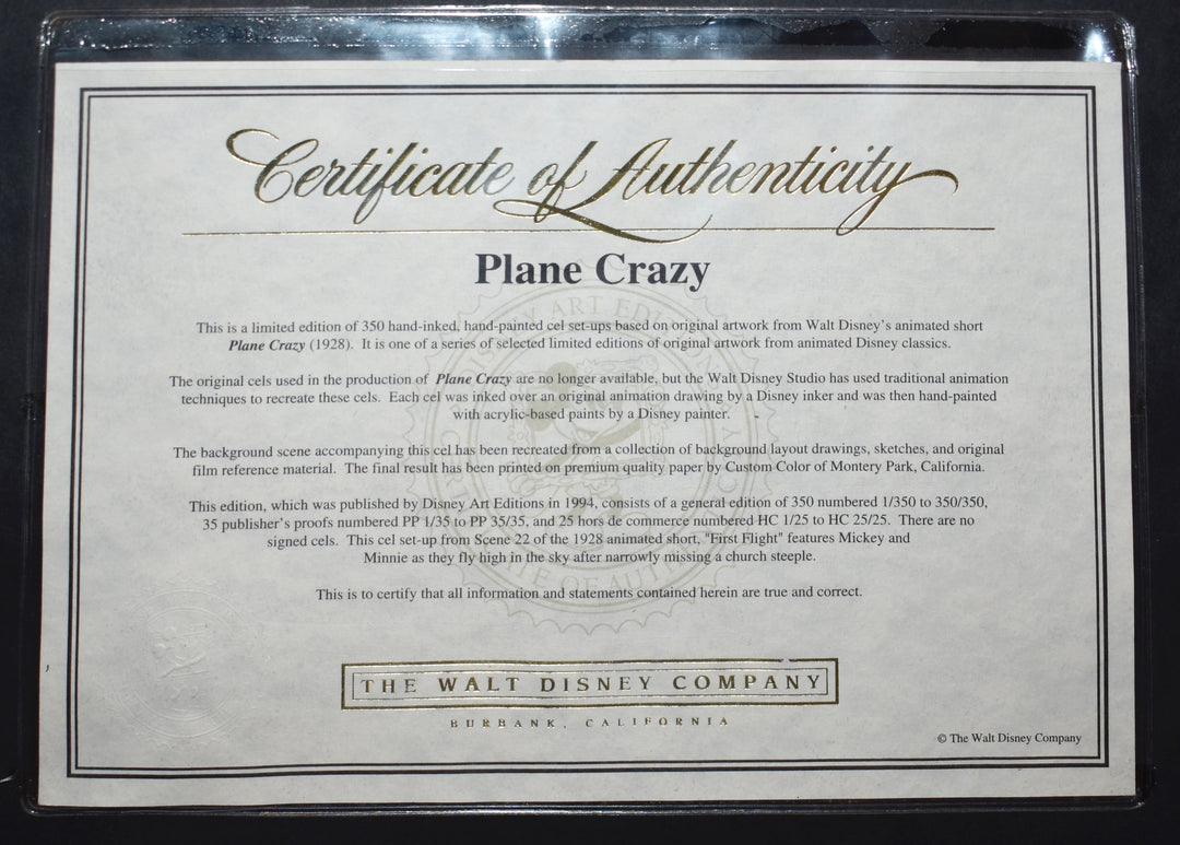 Disney Animation Art Limited Edition Cel 