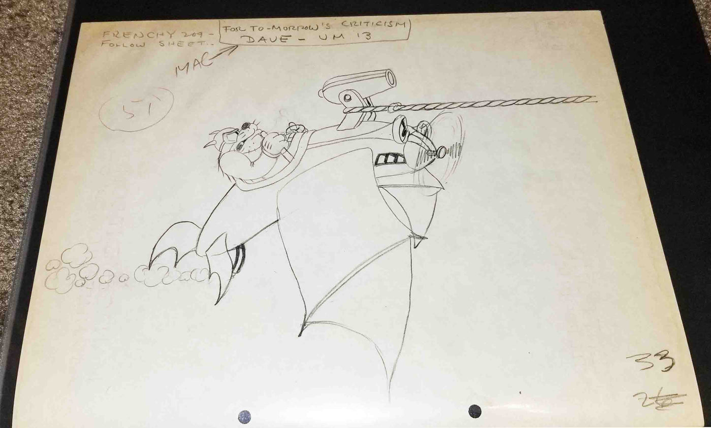 Original Walt Disney Production Drawing From Mail Pilot (1933)