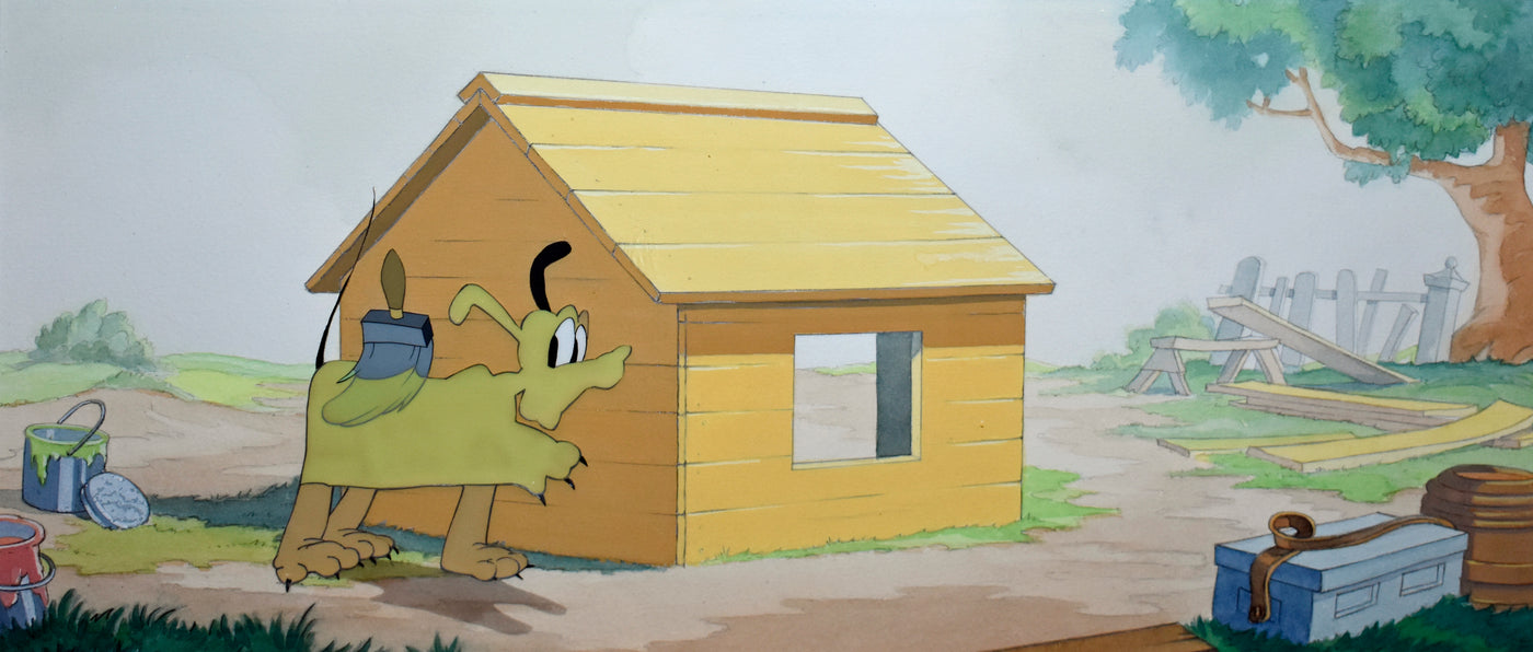 Original Walt Disney Production Cel on Pan Production Background from Pluto's Dream House (1940)