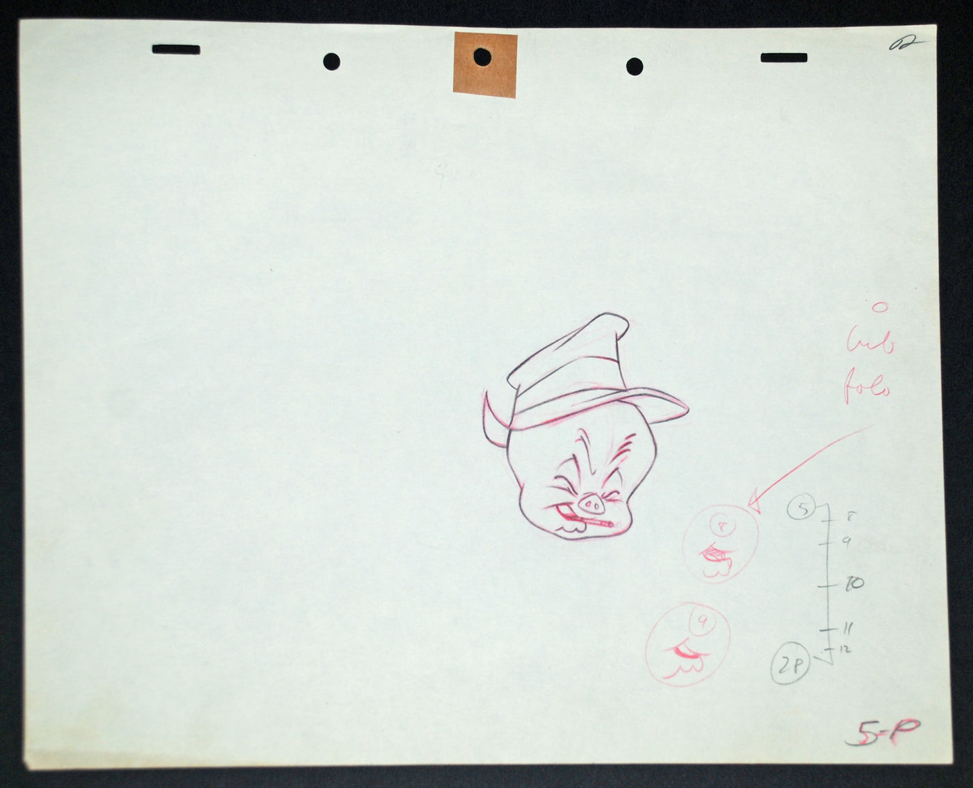 Original Warner Brothers Production Drawing Featuring Porky Pig