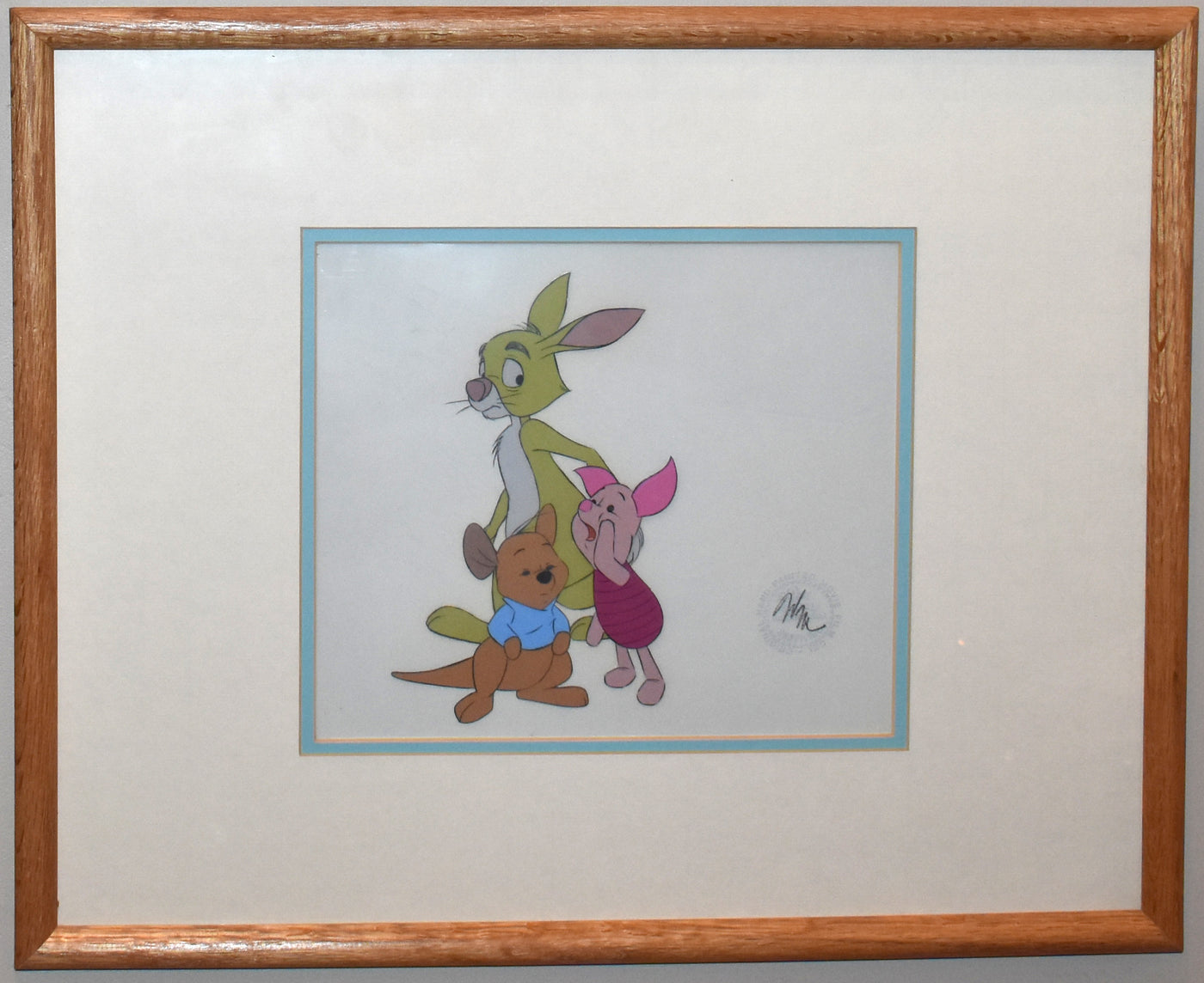 Original Walt Disney Production Cel from Winnie the Pooh and A Day for Eeyore featuring Rabbit, Piglet, and Roo