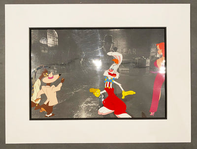 Original Walt Disney Production Cel from Who Framed Roger Rabbit featuring Roger Rabbit, Jessica Rabbit, and The Toon Patrol