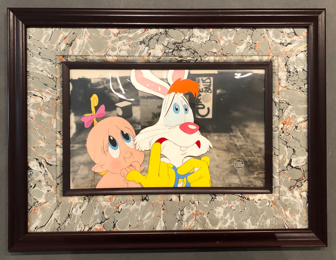 Original Walt Disney Production Cel from Who Framed Roger Rabbit featuring Roger Rabbit and Baby Herman