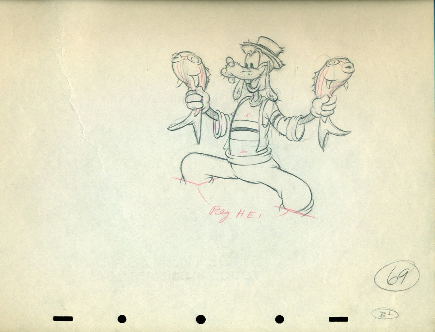 Original Walt Disney Production Drawing from Goofy and Wilbur (1939)