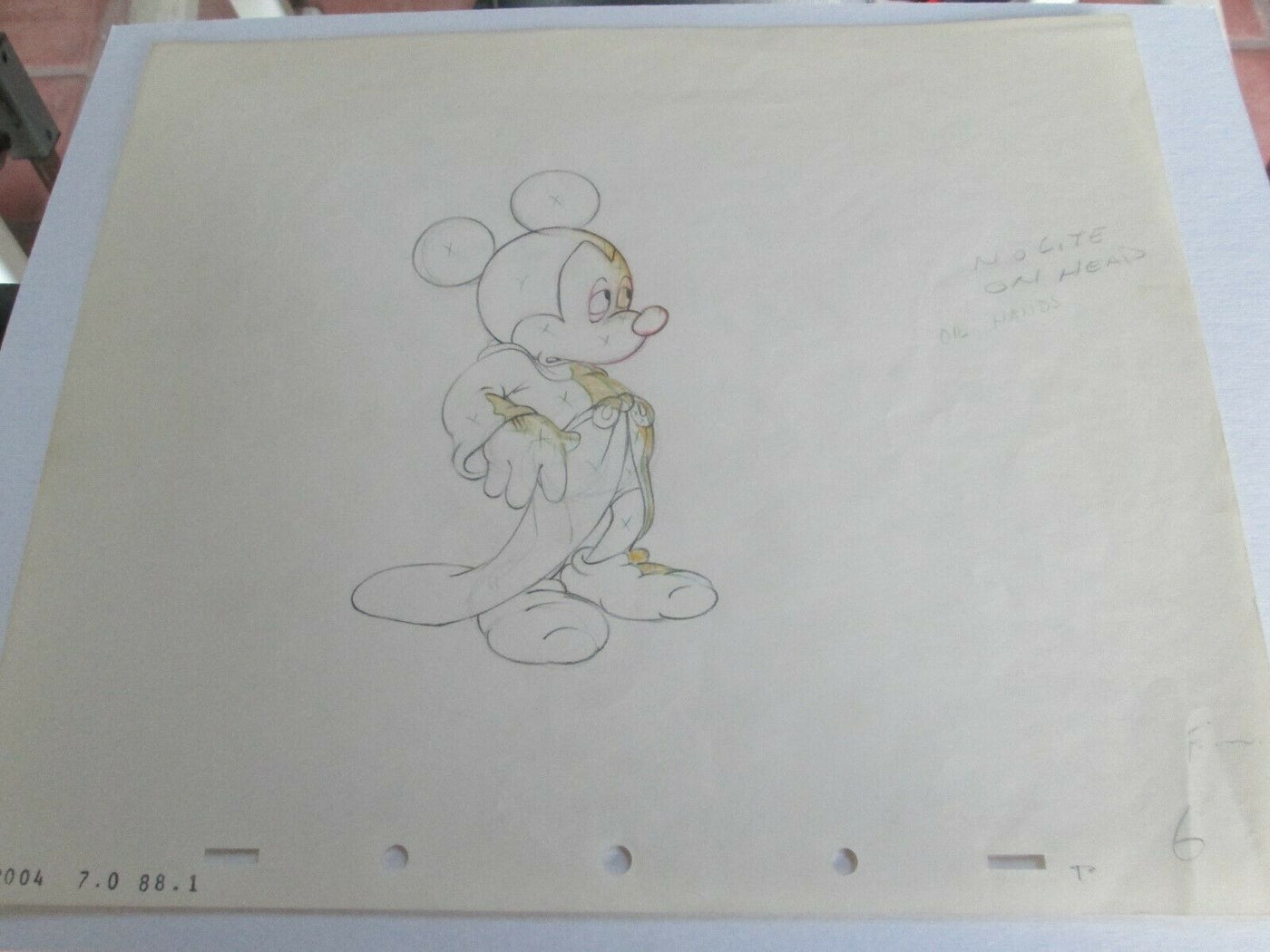 Original Disney Production Drawing Featuring Mickey Mouse from Fantasia