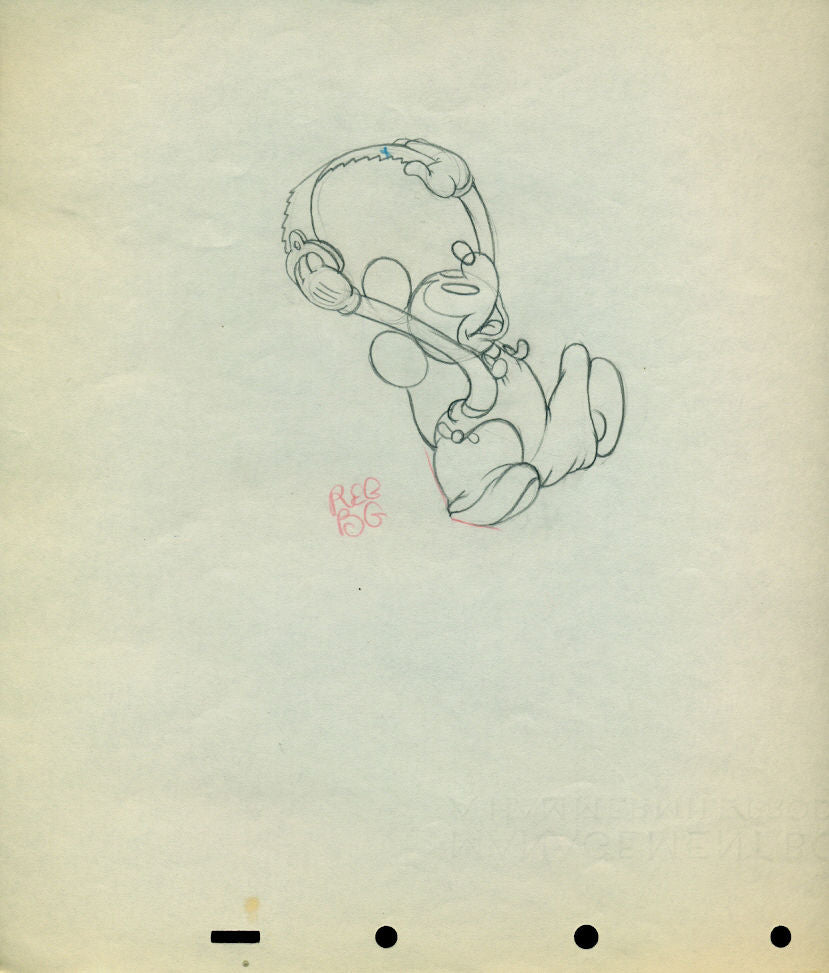 Original Walt Disney Production Drawing from Mickey's Elephant (1936)