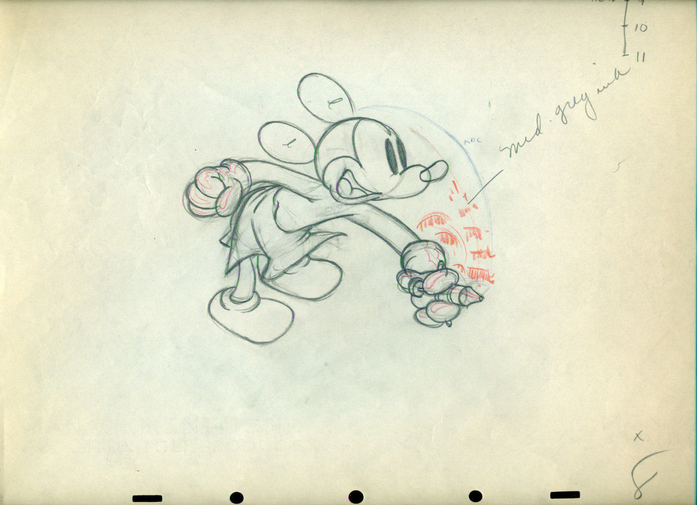 Original Walt Disney Production Drawing from The Worm Turns (1937) featuring Mickey Mouse