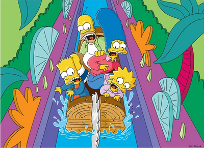 Original Simpsons Limited Edition Paper Giclee Print, Itchy & Scratchy Land: Logride