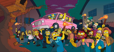 Original Simpsons Limited Edition Paper Giclee Print, Angry Mob