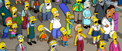 Original Simpsons Limited Edition Paper Giclee Print, Crowd Aghast