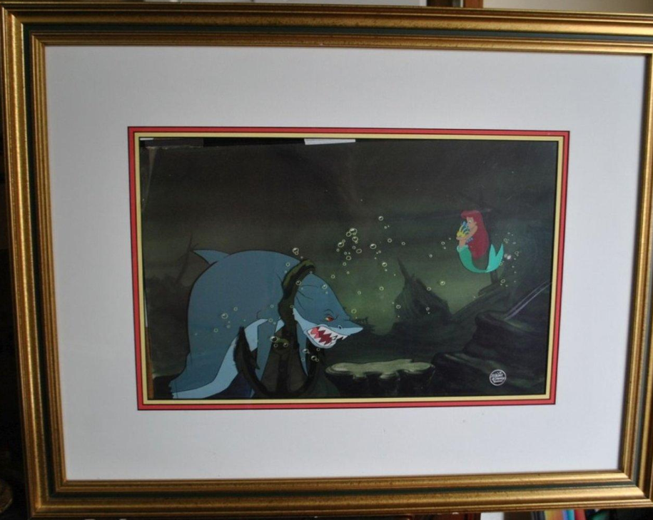 Original Walt Disney Production Cel from The Little Mermaid featuring Ariel and The Shark