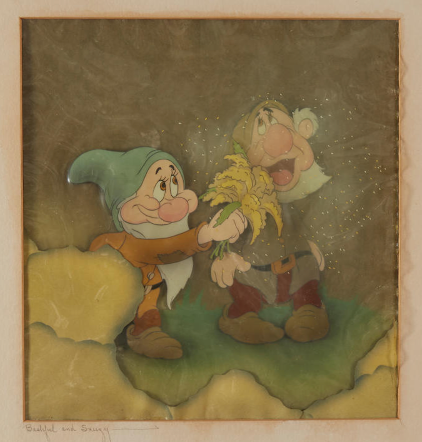 Original Walt Disney Production Cels on Courvoisier Background from Snow White and the Seven Dwarfs