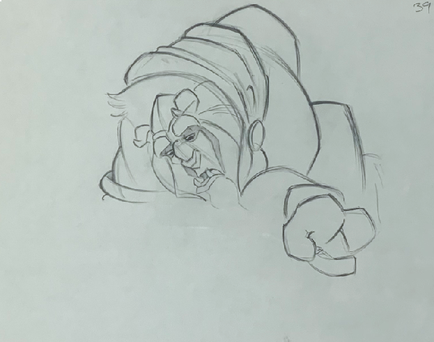 Original Walt Disney Production Drawing from Beauty and the Beast featuring Beast