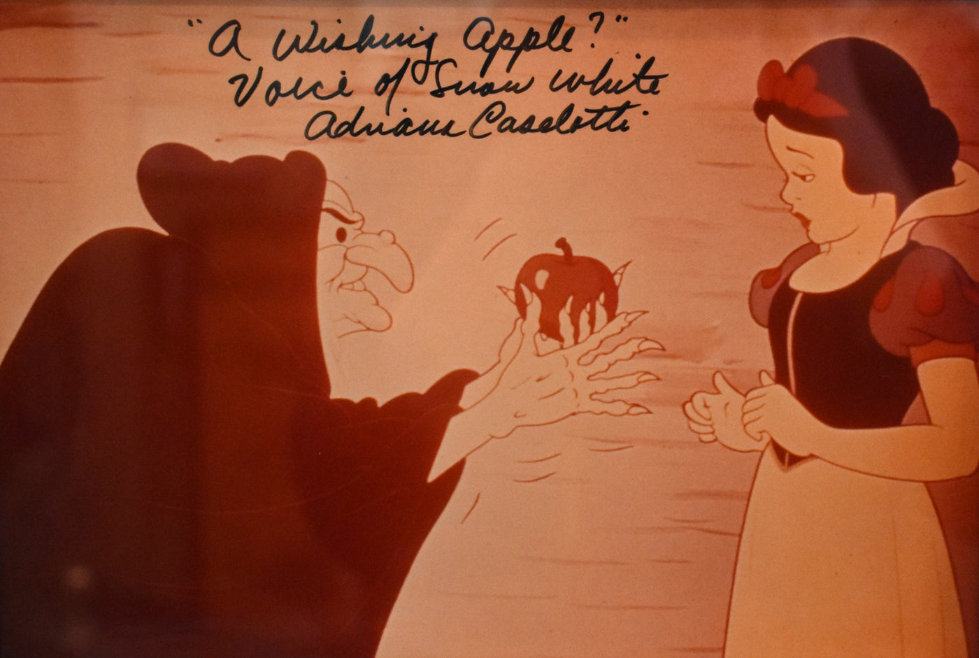 Original Walt Disney Print and Production Drawing Featuring Snow White, Signed by Bill Justice, Milt Neil, and Adriana Caselotti (the Voice of Snow White)