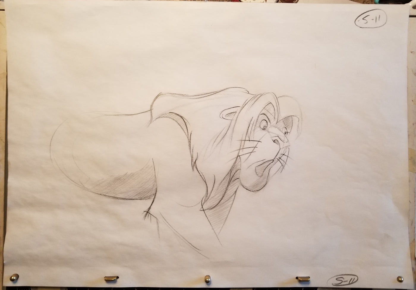 Original Walt Disney Production Drawing from The Lion King featuring Simba