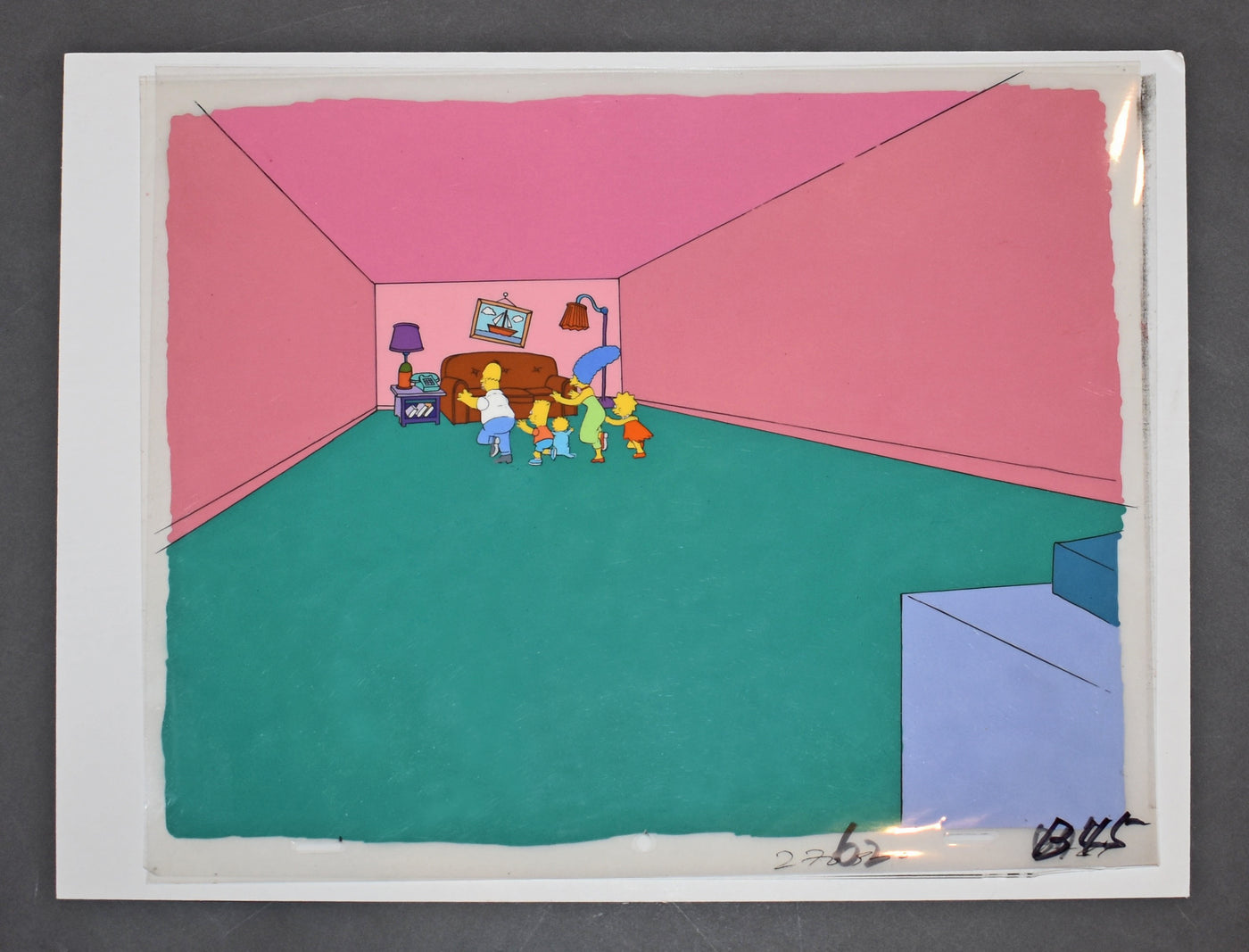 Original Simpsons Production Cel on Production Background from the Simpsons