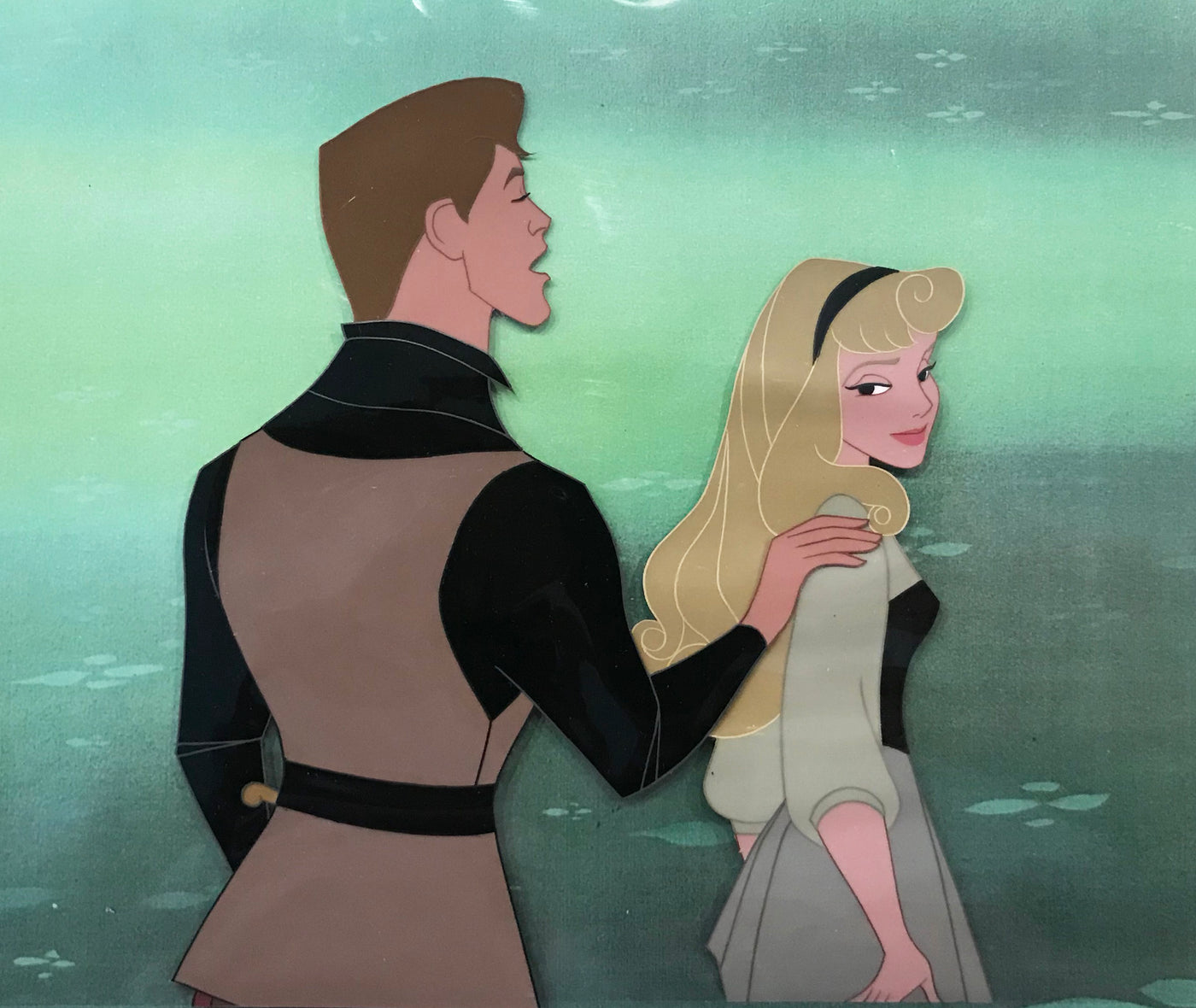 Original Disney Production Cel from Sleeping Beauty Featuring Briar Rose and Prince Phillip