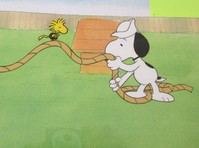 Original Peanuts Production Cel featuring Snoopy and Woodstock from Someday You'll Find Her, Charlie Brown