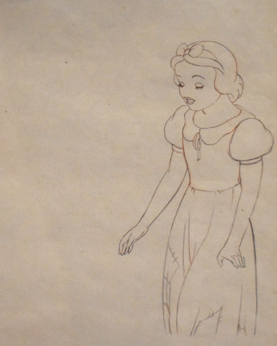 Original Walt Disney Print and Production Drawing Featuring Snow White, Signed by Bill Justice, Milt Neil, and Adriana Caselotti (the Voice of Snow White)