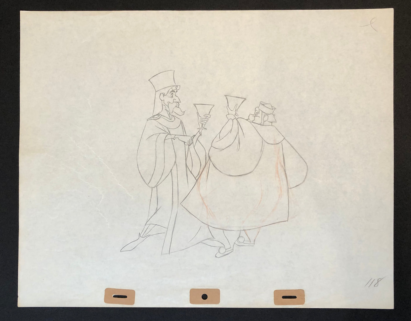 Original Walt Disney Production Drawing from Sleeping Beauty featuring King Stefan and King Hubert