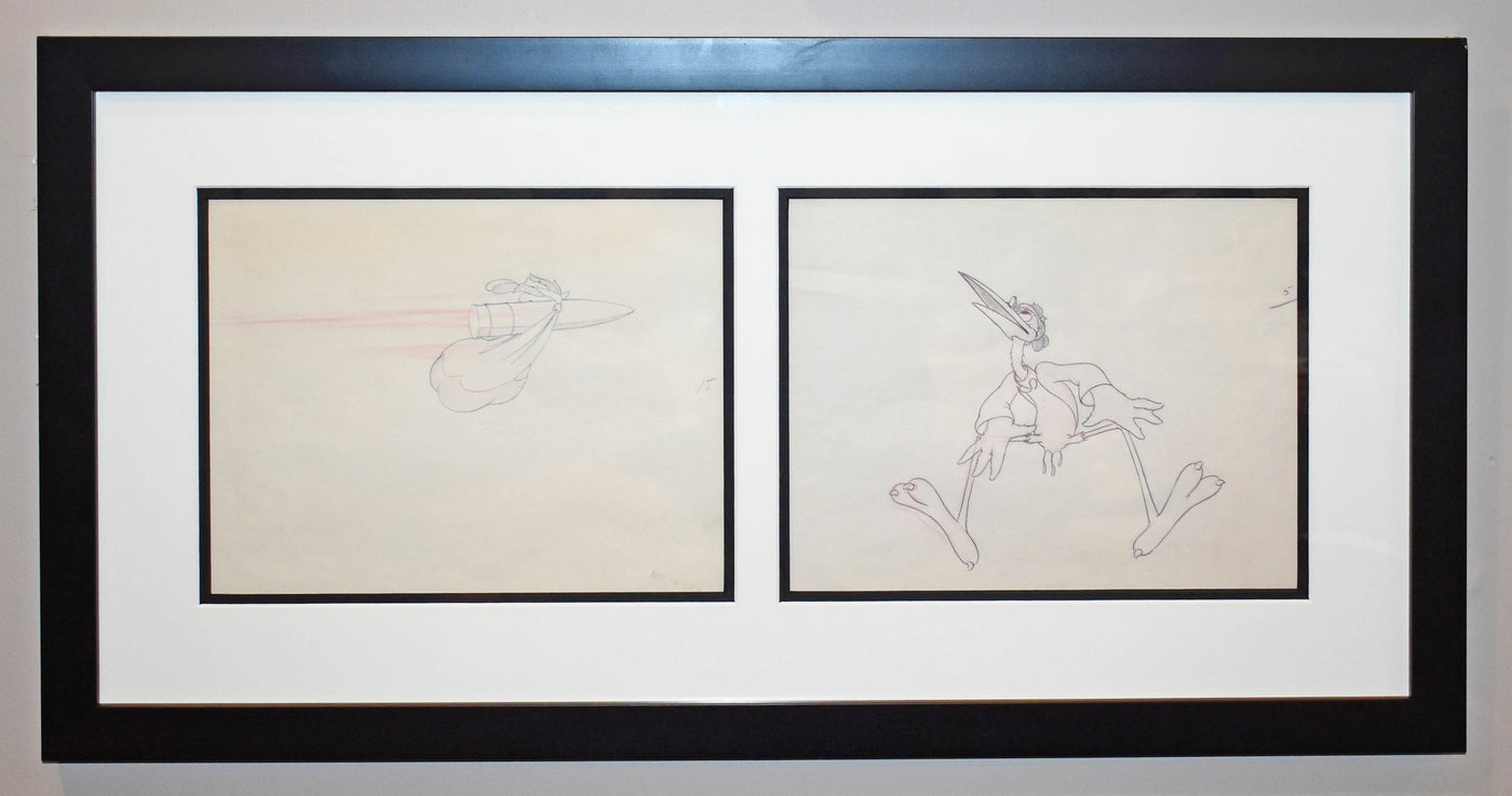 Original Walt Disney Animation Production Drawings of a Stork