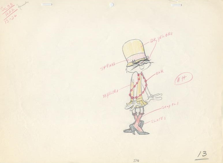 Original Production Drawing From The Unmentionables Featuring Bugs Bunny