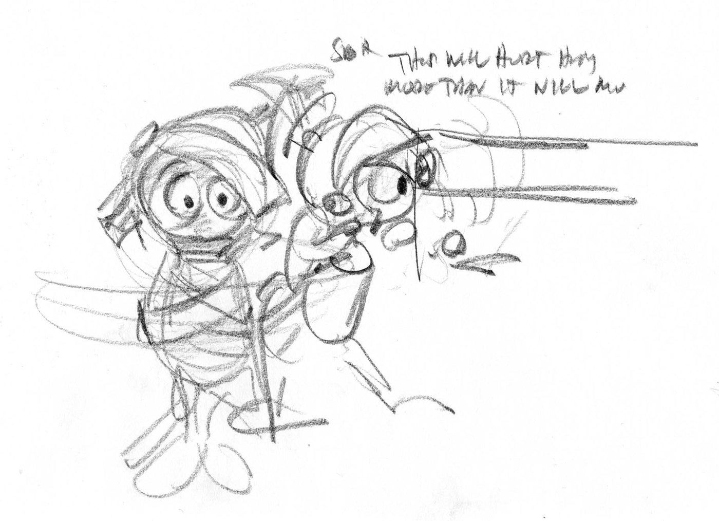 Chuck Jones Layout Drawing, "This Will Hurt Him More Than It Will Me", Featuring Marvin the Martian