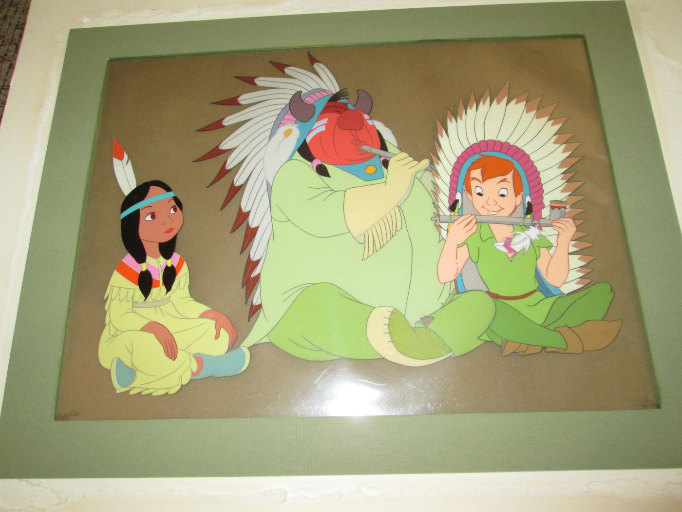 tiger lily peter pan images Original Walt Disney Production Cel From Peter Pan Featuring Tiger Lily, Peter Pan and Great Big Little Panther (1953) – animationsensations.com