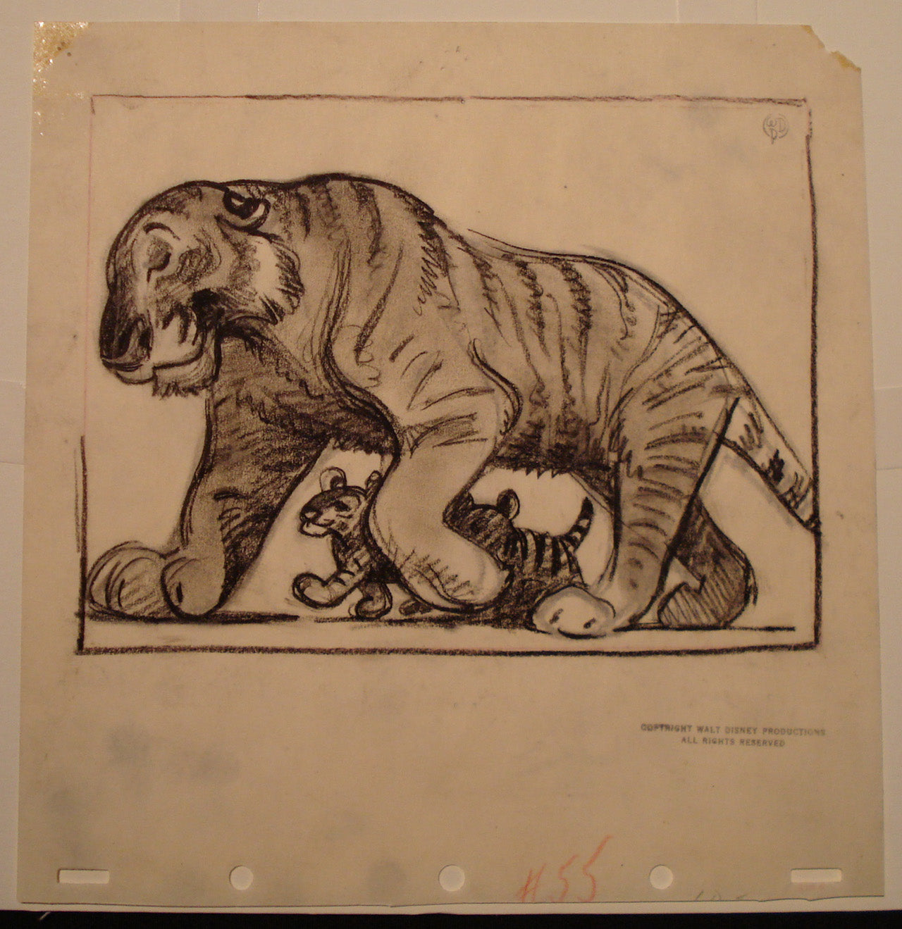 Original Walt Disney Storyboard Drawing from Dumbo featuring Tigers