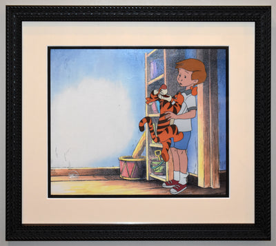 Original Walt Disney Winnie the Pooh Production Cel of Tigger and Christopher Robin