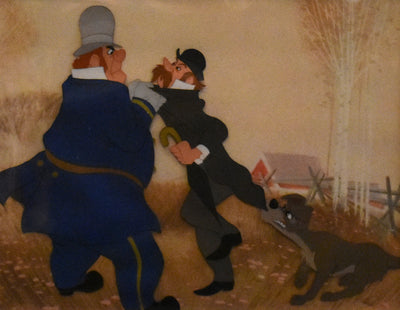 Original Walt Disney Production Cel from Lady and the Tramp featuring Tramp, Professor, and Policeman