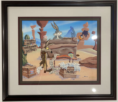 Warner Brothers Clampett Studios "Acme on Trial" Limited Edition Cel Featuring Bugs Bunny, Wile E. Coyote and Roadrunner