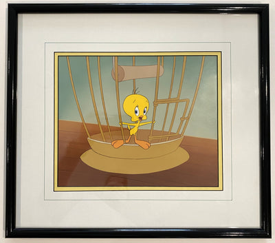 Original Warner Bros TV Production Cel of Tweety from The Sylvester and Tweety Mysteries: A Ticket to Crime