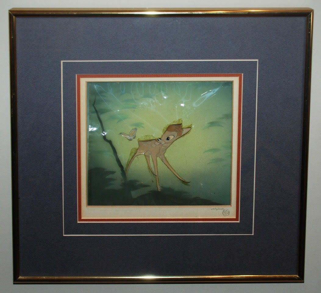 Disney Animation Production Cel Featuring Bambi On Courvoisier Background
