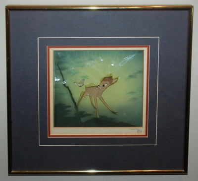 Disney Animation Production Cel Featuring Bambi On Courvoisier Background