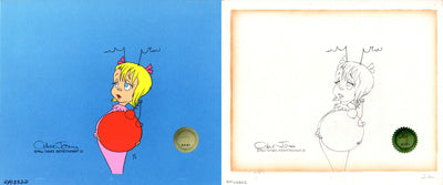 How the Grinch Stole Christmas 1/1 Cel with Matching Production Drawing of Cindy Lou Who Signed by Chuck Jones