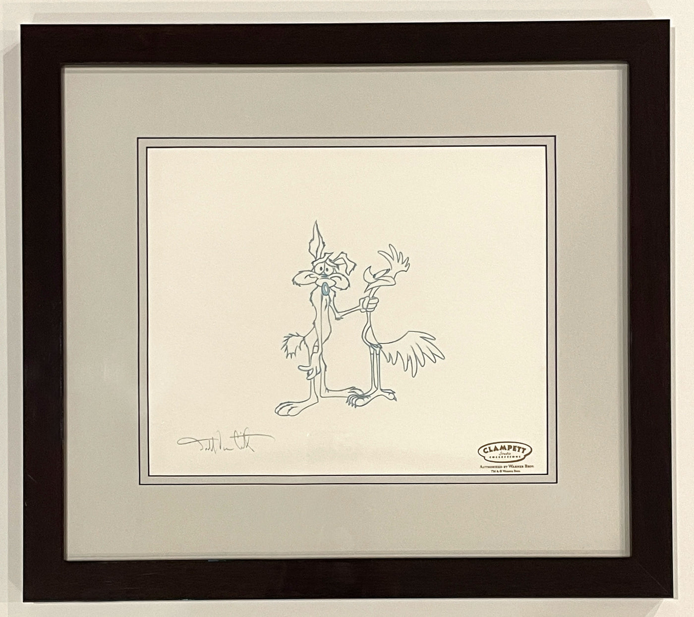 Warner Brothers / Clampett Studios Signed Production Drawing of Wile E. Coyote and Road Runner