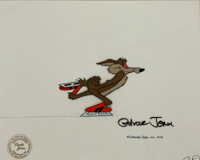 Original Warner Brothers Production Cel from "Freeze Frame" featuring Wile E. Coyote, Signed by Chuck Jones