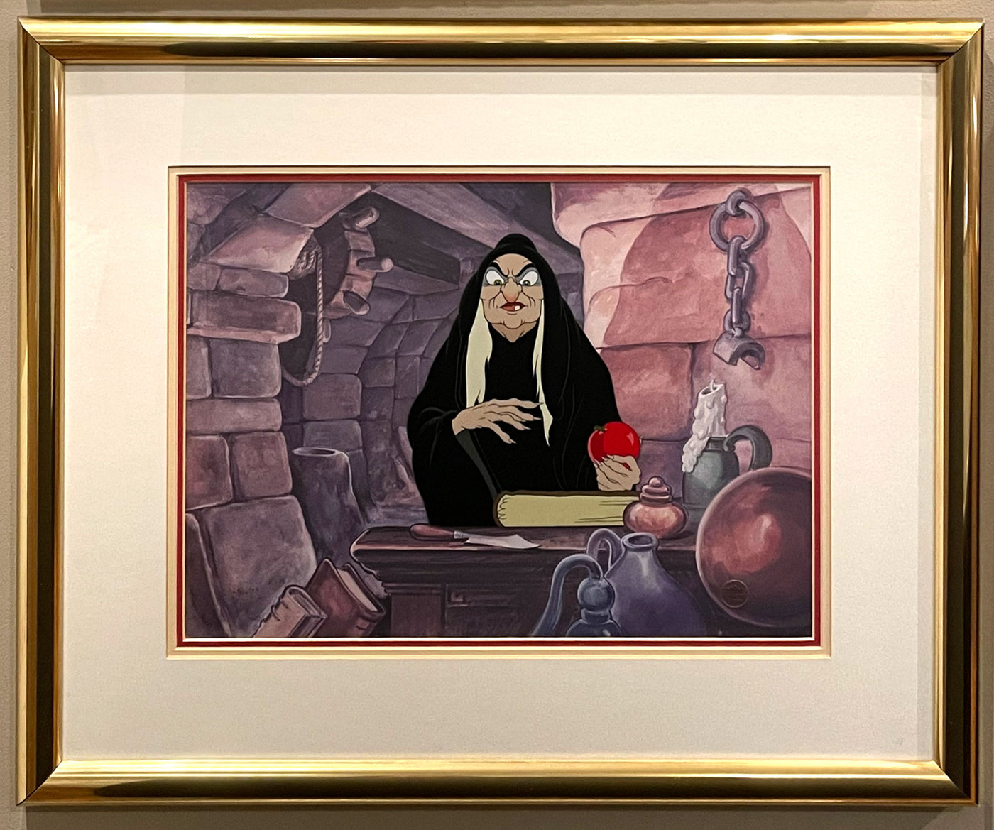 Walt Disney Animation Art Limited Edition Cel Featuring Old Witch from "Disney Villains Volume I," Signed by Ollie Johnston and Frank Thomas